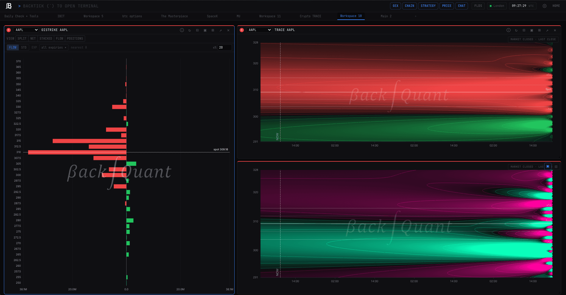 AAPL gamma exposure on a live BackQuant chart